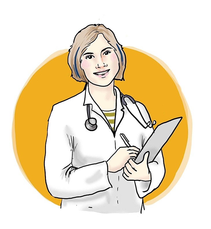 Ärztin mit Kittel und Schreibblock Ärztin mit Kittel und Schreibblock