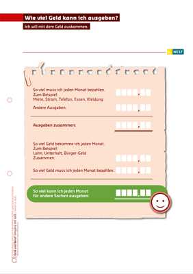 Arbeitsblatt Wie viel geld kann ich ausgeben?