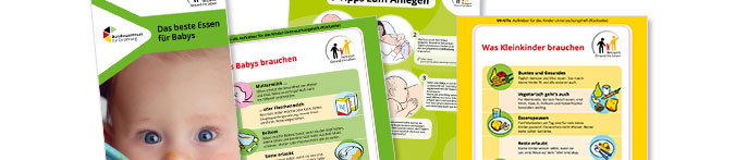 Cover verschiedener Materialien des Netzwerks gesund ins Leben